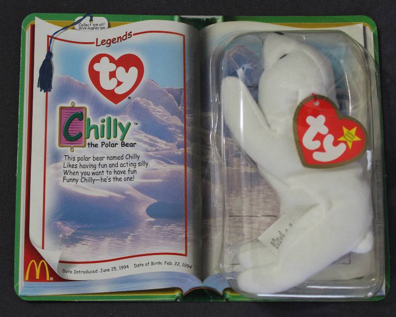 lot 9803 image: 2000 McDonalds Happy Meal Toys � Legends CHILLY Teenie Beanie. Original Pkg