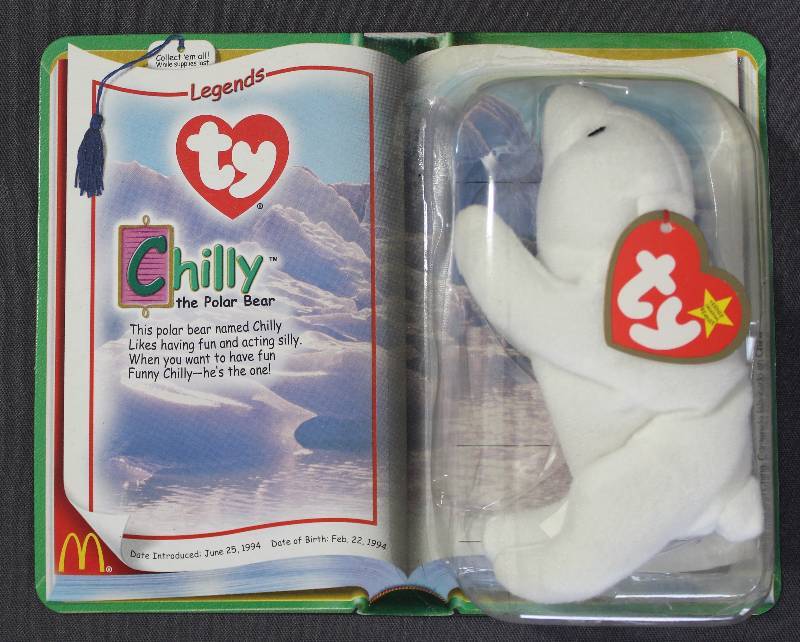 lot 9804 image: 2000 McDonalds Happy Meal Toys � Legends CHILLY Teenie Beanie. Original Pkg