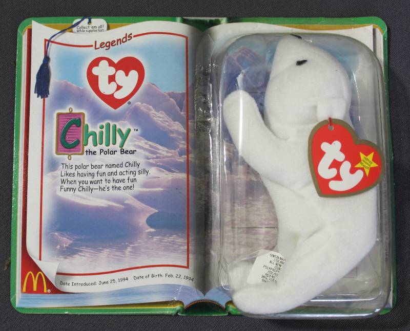 lot 9805 image: 2000 McDonalds Happy Meal Toys � Legends CHILLY Teenie Beanie. Original Pkg