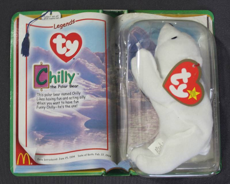 lot 9806 image: 2000 McDonalds Happy Meal Toys � Legends CHILLY Teenie Beanie. Original Pkg