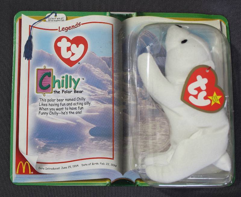 lot 9807 image: 2000 McDonalds Happy Meal Toys � Legends CHILLY Teenie Beanie. Original Pkg