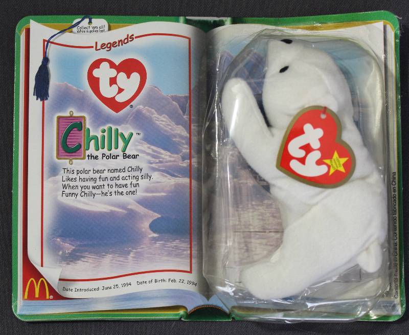 lot 9808 image: 2000 McDonalds Happy Meal Toys � Legends CHILLY Teenie Beanie. Original Pkg