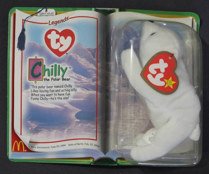 lot 9809 image: 2000 McDonalds Happy Meal Toys � Legends CHILLY Teenie Beanie. Original Pkg
