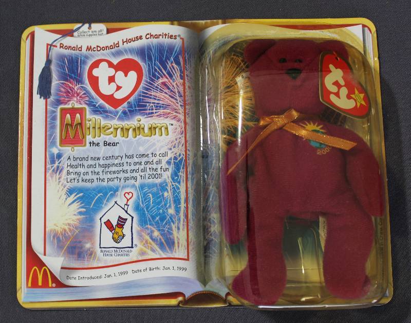 lot 9811 image: 2000 McDonalds Happy Meal Toys � Millennium Teenie Beanie. Original Pkg