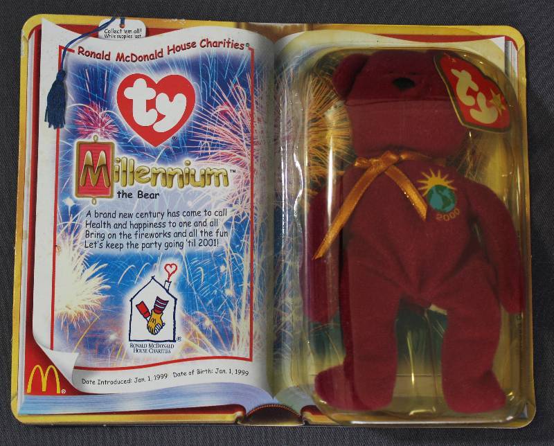 lot 9812 image: 2000 McDonalds Happy Meal Toys � Millennium Teenie Beanie. Original Pkg