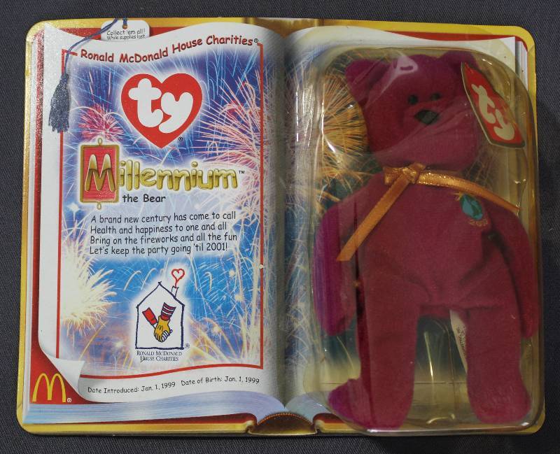 lot 9813 image: 2000 McDonalds Happy Meal Toys � Millennium Teenie Beanie. Original Pkg