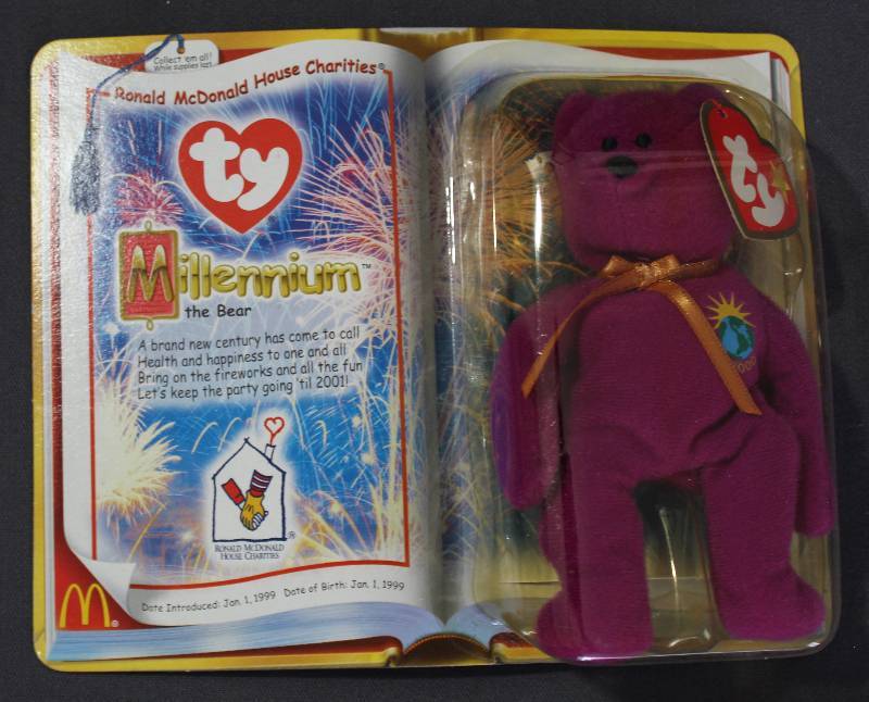 lot 9814 image: 2000 McDonalds Happy Meal Toys � Millennium Teenie Beanie. Original Pkg