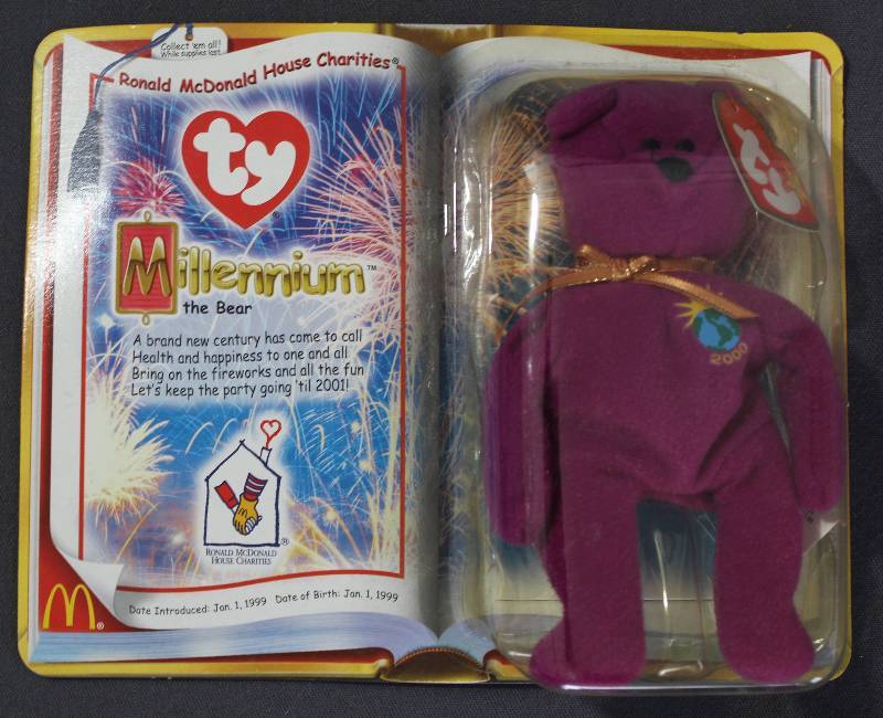 lot 9816 image: 2000 McDonalds Happy Meal Toys � Millennium Teenie Beanie. Original Pkg