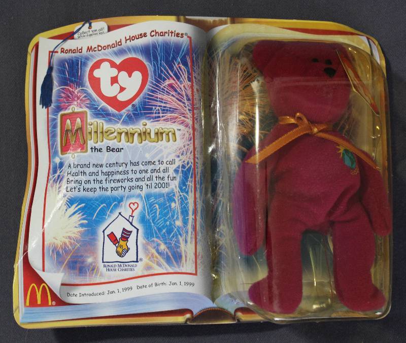 lot 9818 image: 2000 McDonalds Happy Meal Toys � Millennium Teenie Beanie. Original Pkg