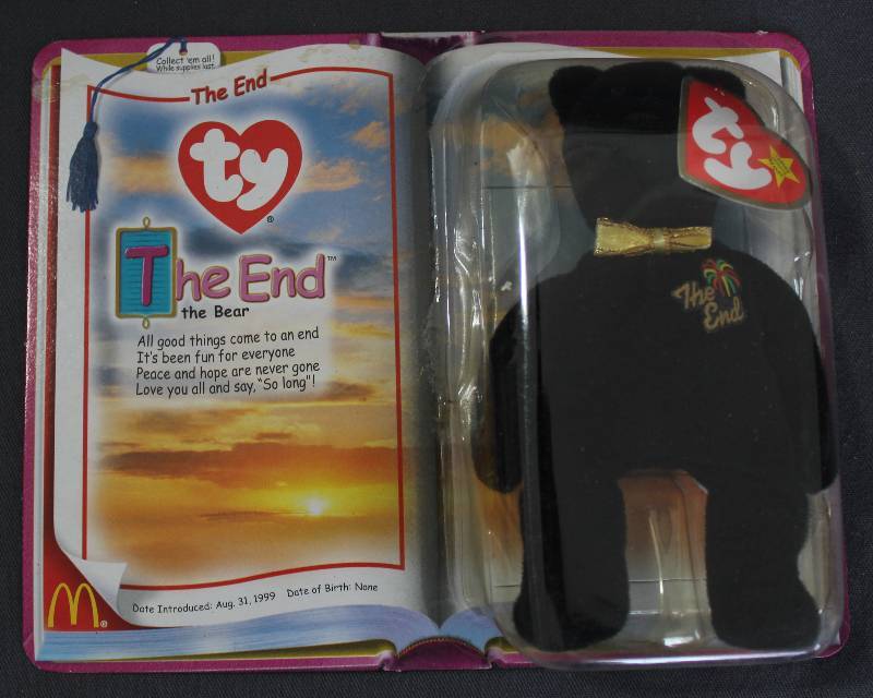 lot 9819 image: 2000 McDonalds Happy Meal Toys � THE END Teenie Beanie. Original Pkg