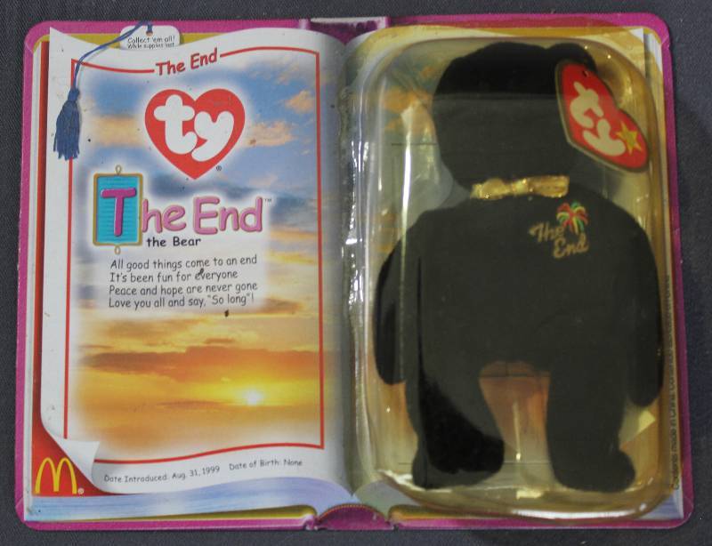 lot 9821 image: 2000 McDonalds Happy Meal Toys � THE END Teenie Beanie. Original Pkg