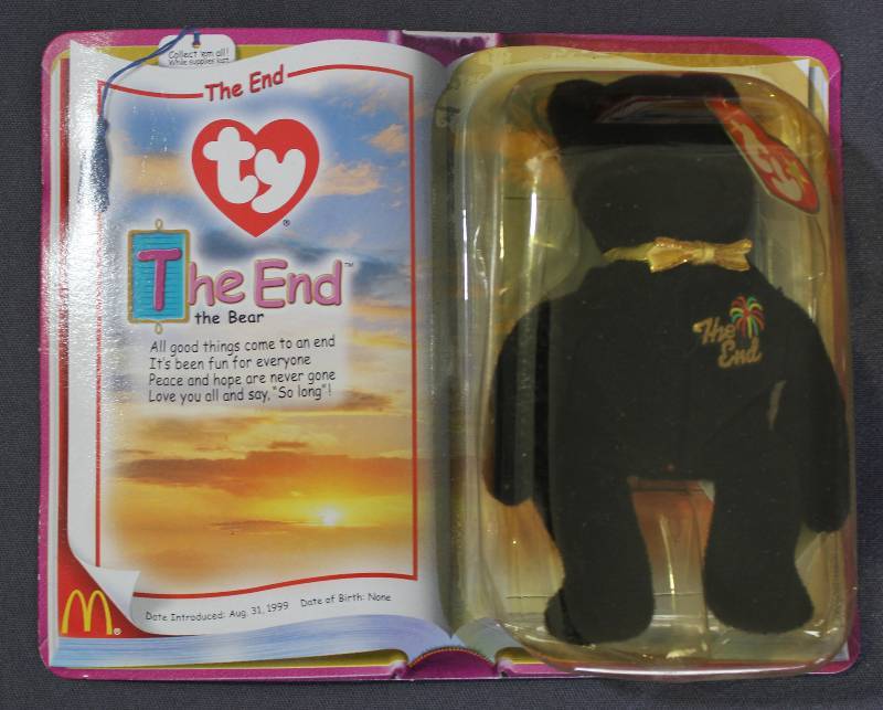 lot 9823 image: 2000 McDonalds Happy Meal Toys � THE END Teenie Beanie. Original Pkg