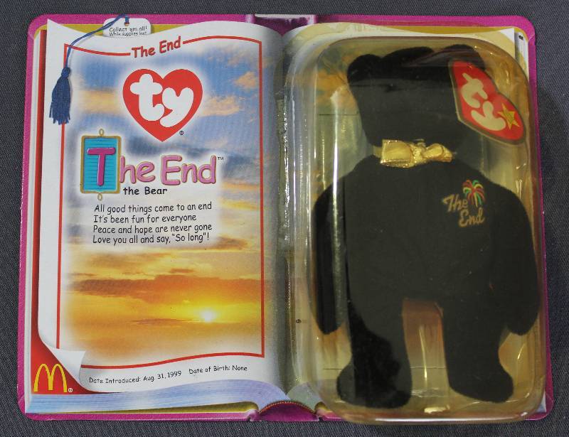 lot 9824 image: 2000 McDonalds Happy Meal Toys � THE END Teenie Beanie. Original Pkg