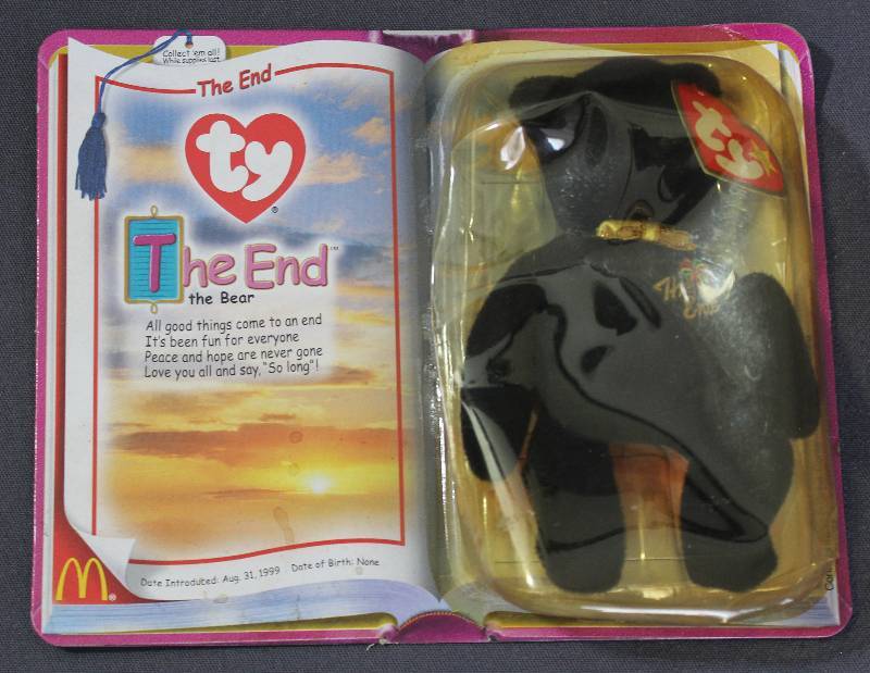 lot 9826 image: 2000 McDonalds Happy Meal Toys � THE END Teenie Beanie. Original Pkg