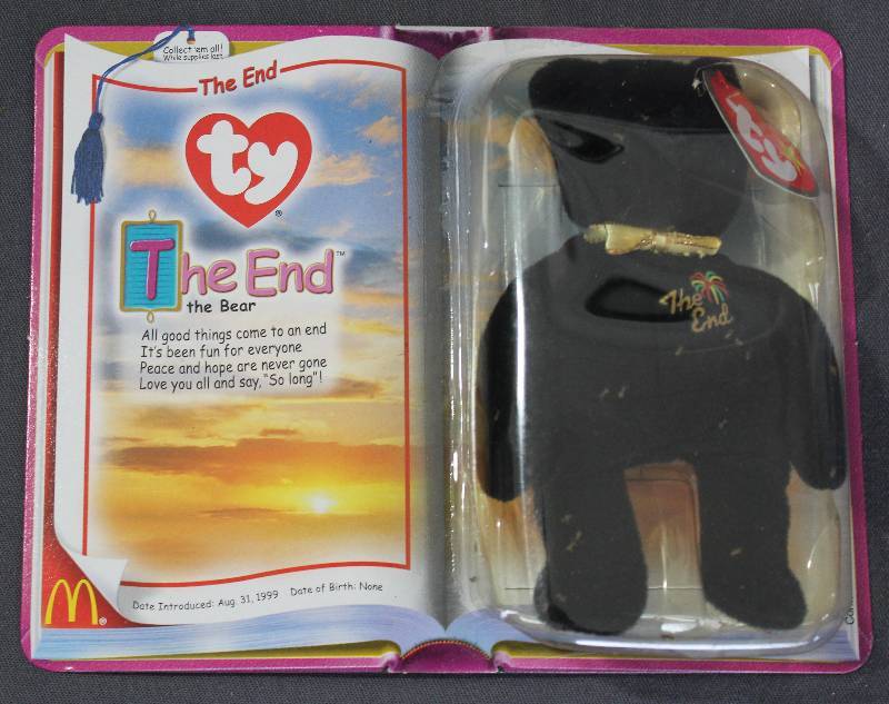 lot 9827 image: 2000 McDonalds Happy Meal Toys � THE END Teenie Beanie. Original Pkg