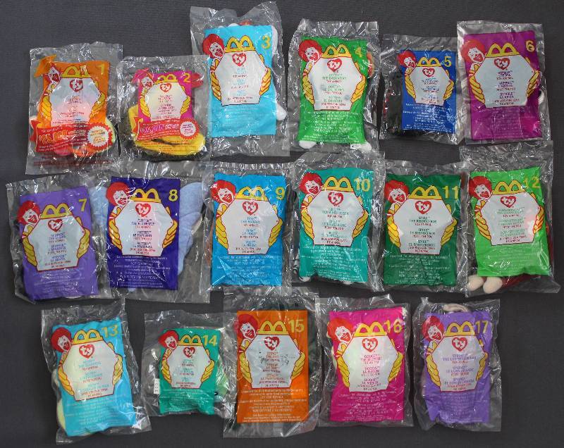 lot 9861 image: 2000 McDonalds Happy Meal Toys, Teenie Beanie Babies. 17pc Set & Original Pkg