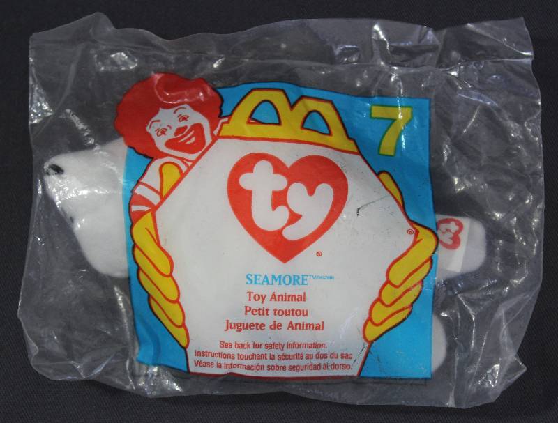 lot 9869 image: 1996 McDonalds Happy Meal Toys, Teenie Beanie Babies. SEAMORE in Original Pkg