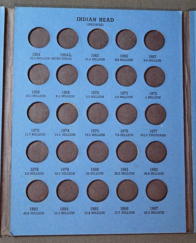 lot 9890 image: Whitman Coin Folder - Indian Head Cents 1857 to 1909.
