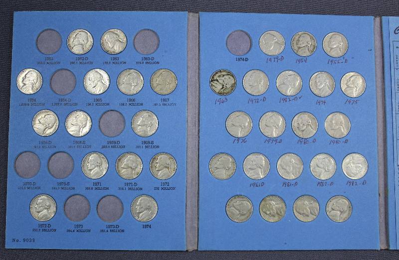 lot 9895 image: Whitman Coin Folder - Jefferson Nickel, Starting 1962 #2. Has 43 Coins Inside