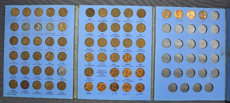 lot 4066 image: Whitman Coin Folder - Lincoln Head Cent Starting 1941 #2, with 62 Coins inside