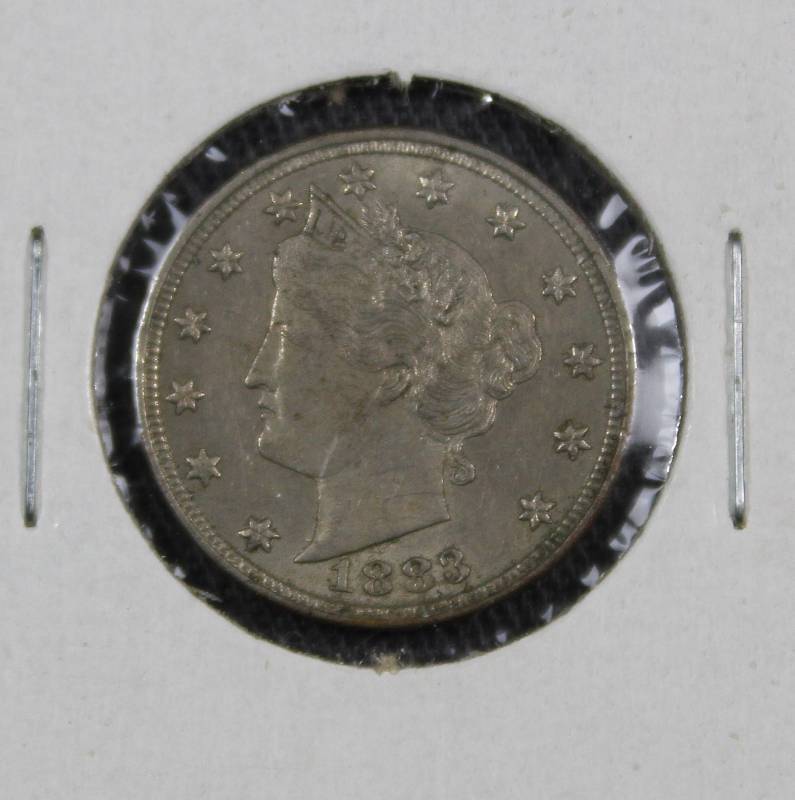 lot 4074 image: 1883 U.S. 5 Cent, Liberty Nickel Coin. Amazing Detail