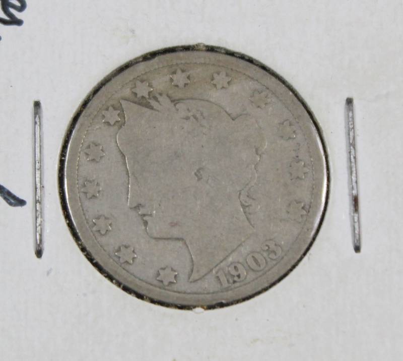 lot 4077 image: 1903 U.S. 5 Cent Coin, Liberty Nickel
