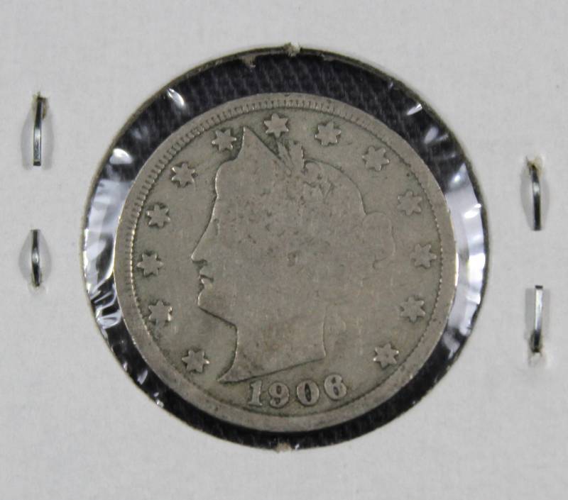 lot 4078 image: 1906 U.S. 5 Cent Coin, Liberty Nickel
