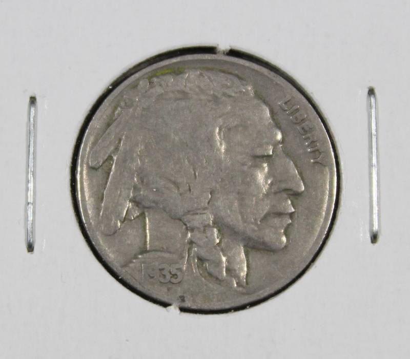 lot 4088 image: 1935 U.S. Buffalo Indian Head Nickel, 5 Cent Coin