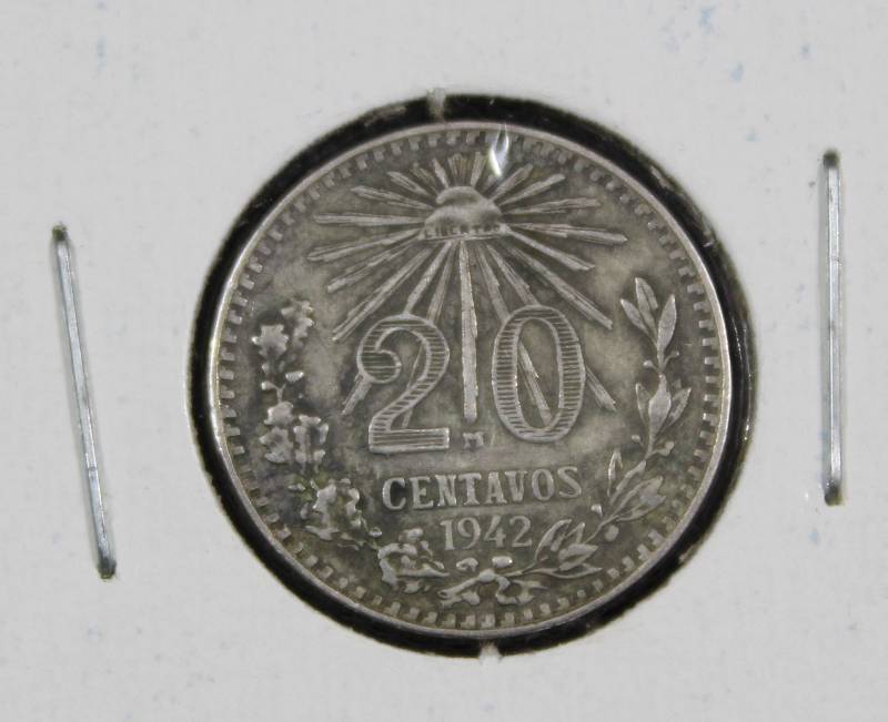 lot 4103 image: 1942 Mexico 20 Centavos Silver Coin, Estados Unidos Mexicanos