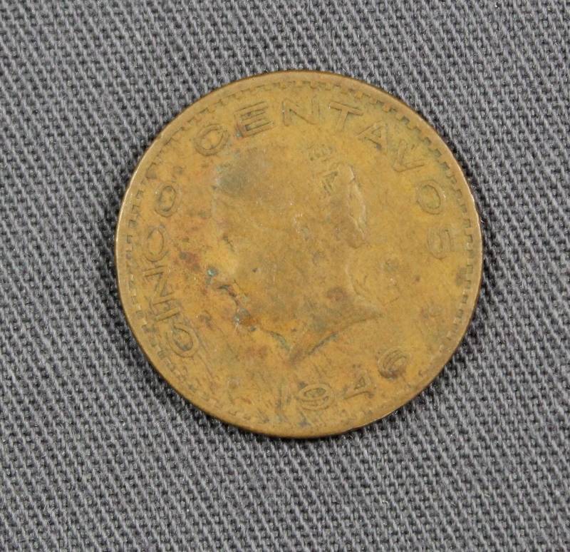 lot 4106 image: 1946 Mexico Cinco (Five) Centovos Bronze Coin, Estados Unidos Mexicanos