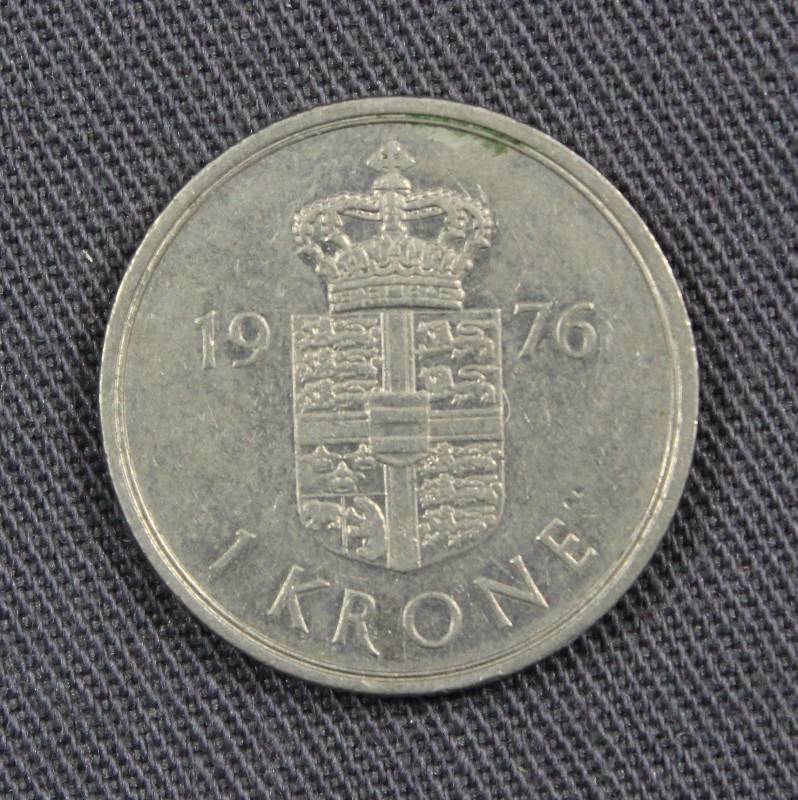 lot 4122 image: 1976 Denmark 1 Krone Coin, Portrait of Margrethe II
