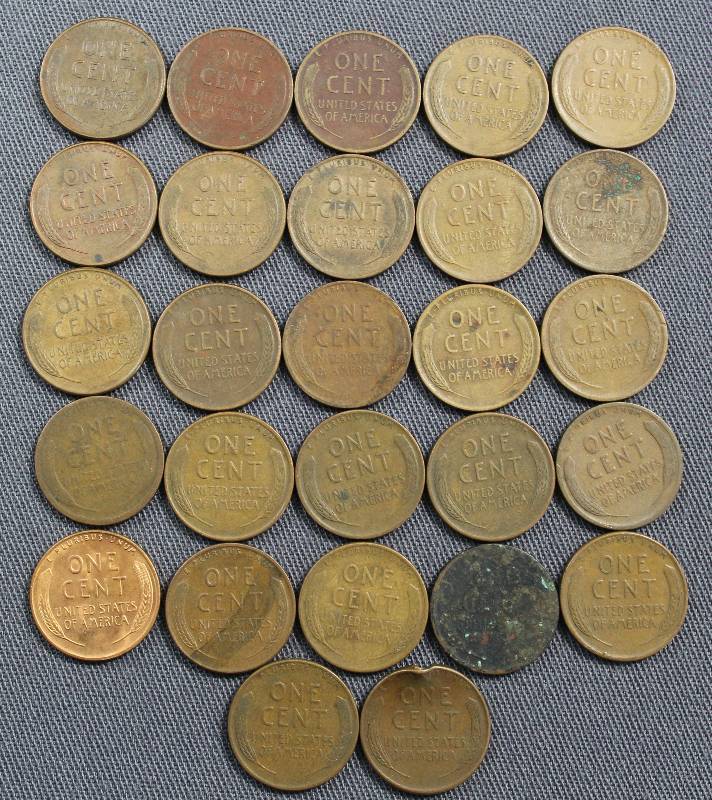 lot 4131 image: (27) U.S. Wheat Back Pennies, 1 Cent Coins