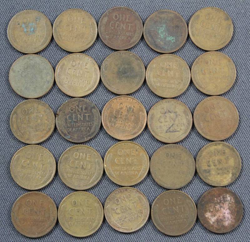 lot 4132 image: (25) U.S. Wheat Back Pennies, 1 Cent Coins