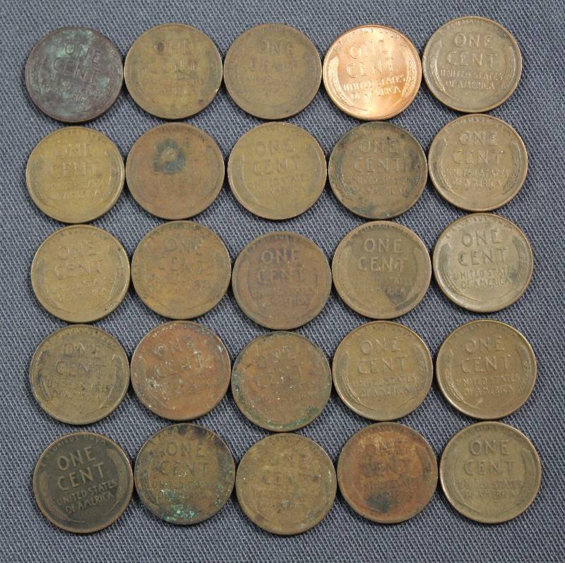 lot 4133 image: (25) U.S. Wheat Back Pennies, 1 Cent Coins