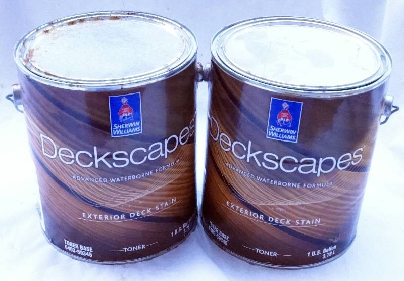 lot 4342 image: 2 One Gallon Cans of Sherwin Deckscapes Exterior Deck Stain