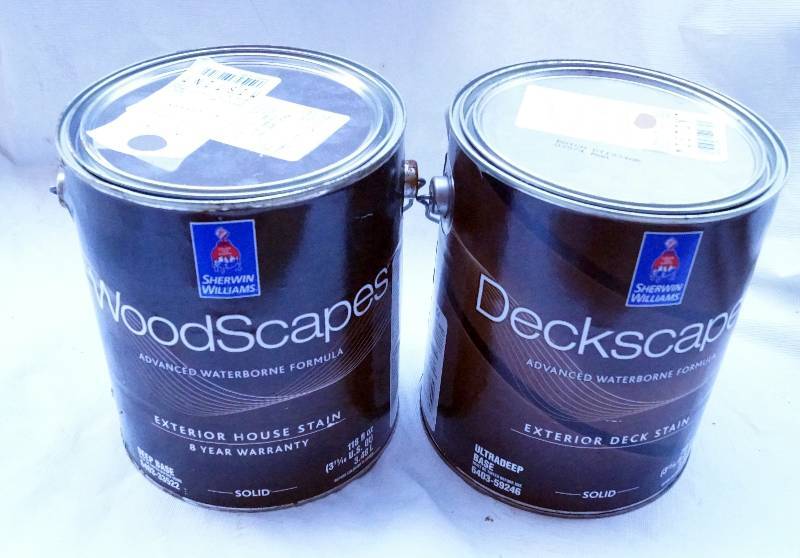 lot 4346 image: 2 One Gallon Cans of Sherwin Williams WoodScapesDeckscapes STAIN