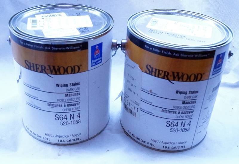 lot 4350 image: 2 One Gallon Cans of Sherwin Williams Sher-Wood Wiping STAIN