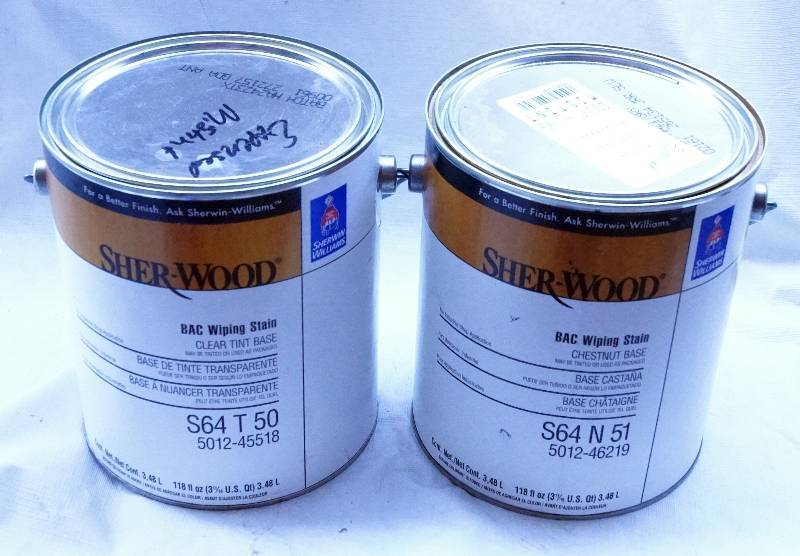 lot 4351 image: 2 One Gallon Cans of Sherwin Williams Sher-Wood Wiping STAIN
