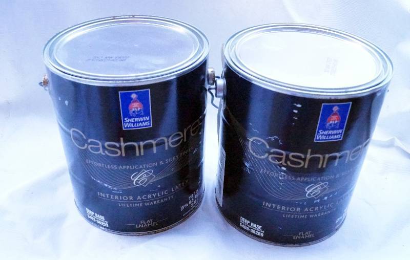 lot 4360B image: 2 One Gallon Cans of Sherwin Williams Cashmere - Interior Latex
