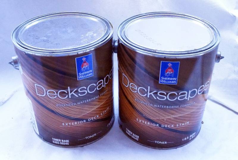 lot 4362 image: 2 One Gallon Cans of Sherwin Deckscapes Exterior Deck Stain