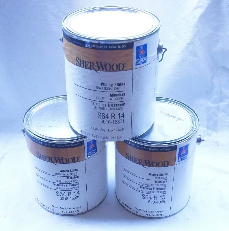 lot 4366 image: 3  - One Gallon Cans of Sherwin Williams Sher-Wood Wiping STAINS