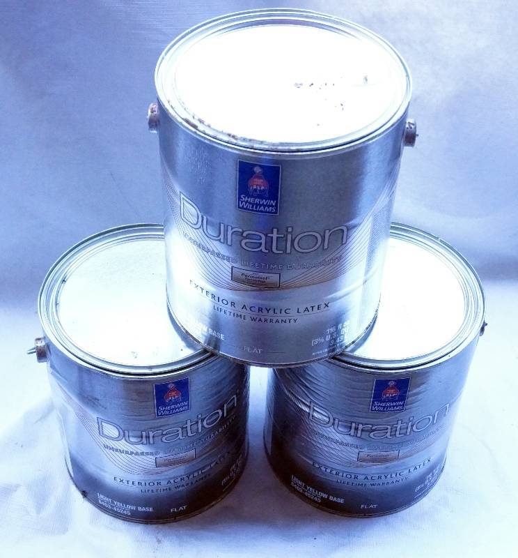 lot 4370 image: 3 One Gallon Cans of Sherwin Williams DURATION Exterior Latex