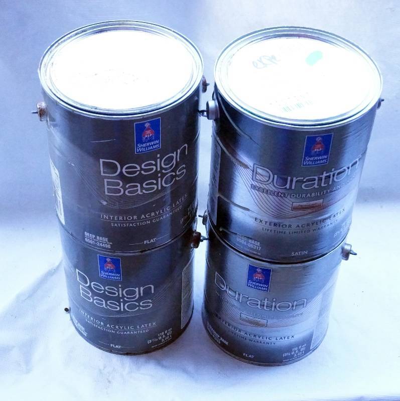 lot 4371 image: 4 One Gallon Cans of Sherwin Williams DURATION Exterior  DESIGN BASICS Interior Latex