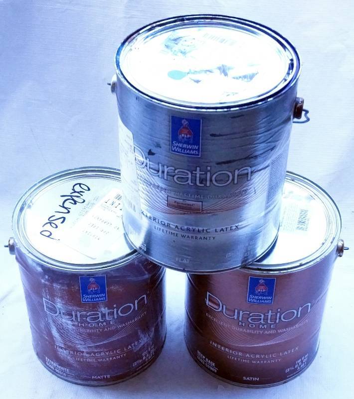 lot 4380 image: 3 One Gallon Cans of Sherwin Williams DURATION Paint