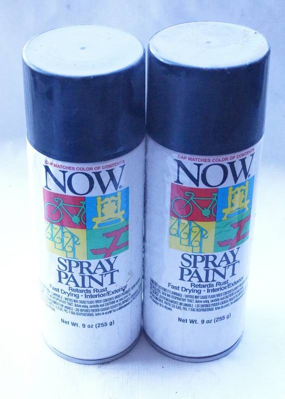 lot 4396 image: NOW Black Spray Paint - Retards Rust - 2 Cans