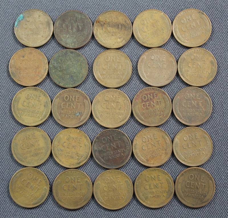 lot 4137 image: (25) U.S. Wheat Back Pennies, 1 Cent Coins