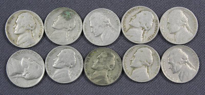 lot 4147 image: 1940-1946 U.S. Jefferson Nickels, 5 Cent Coins