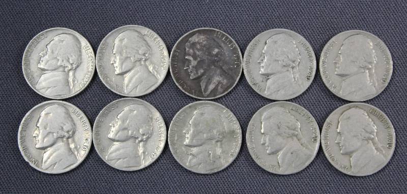 lot 4148 image: 1939-1940 U.S. Jefferson Nickels, 5 Cent Coins