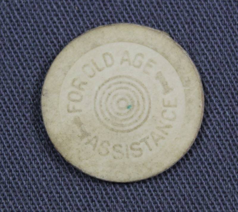 lot 4152 image: Oklahoma Sales Tax Token - For Old Age Assistance, One Mill