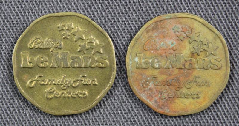 lot 4159 image: Two Ballys LeMans Family Fun Centers Token